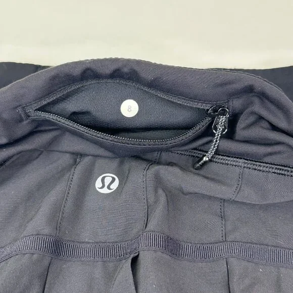 Lululemon Run Pace Setter Skirt Black Pickleball Tennis With Built-In Shorts 8 - Picture 6 of 9